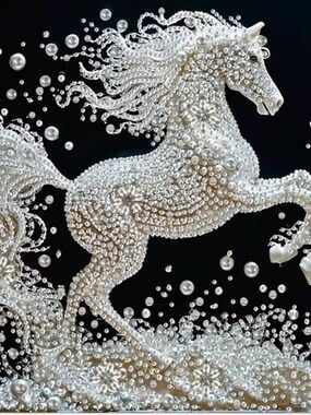 (194P) DIY Pearl Diamond painting Kit Pearl Embellished Horse Wall Art